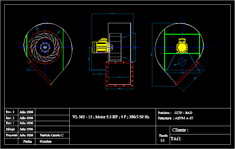 Ventilador centrífugo de entrada única