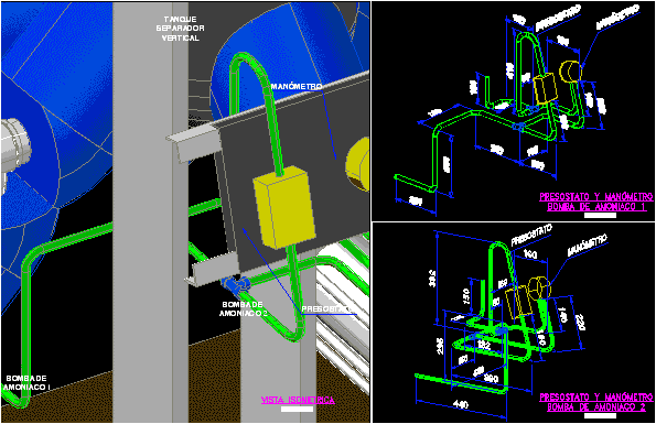 Système de réfrigération de réservoir et de pompes 3d