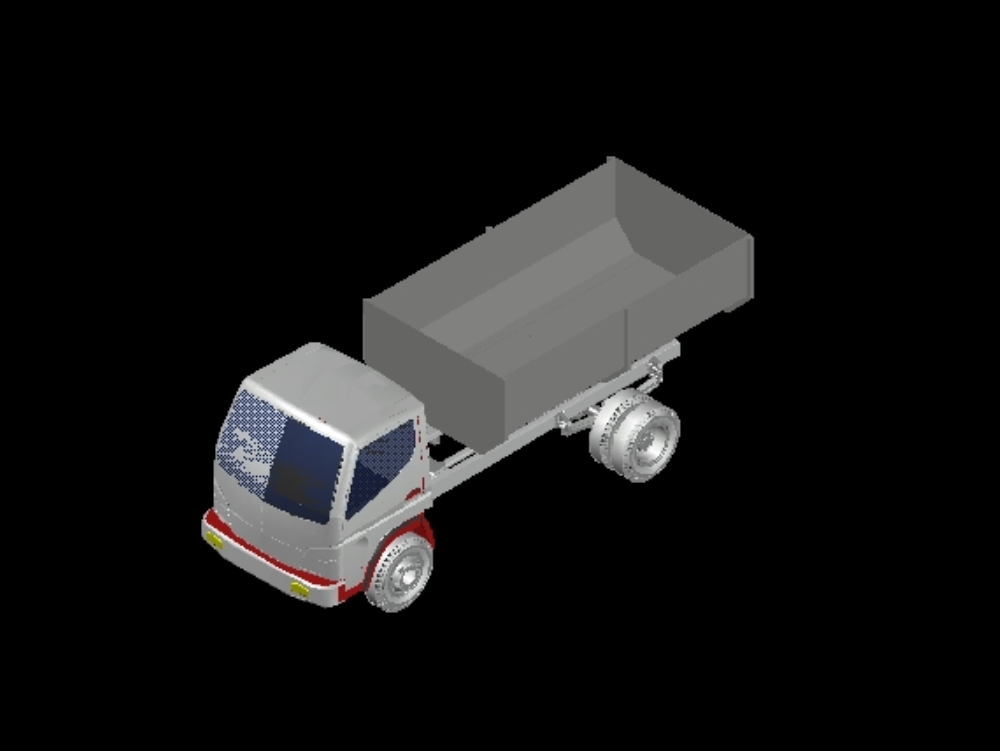 Desenho de caminhão com funil de carregamento autocad