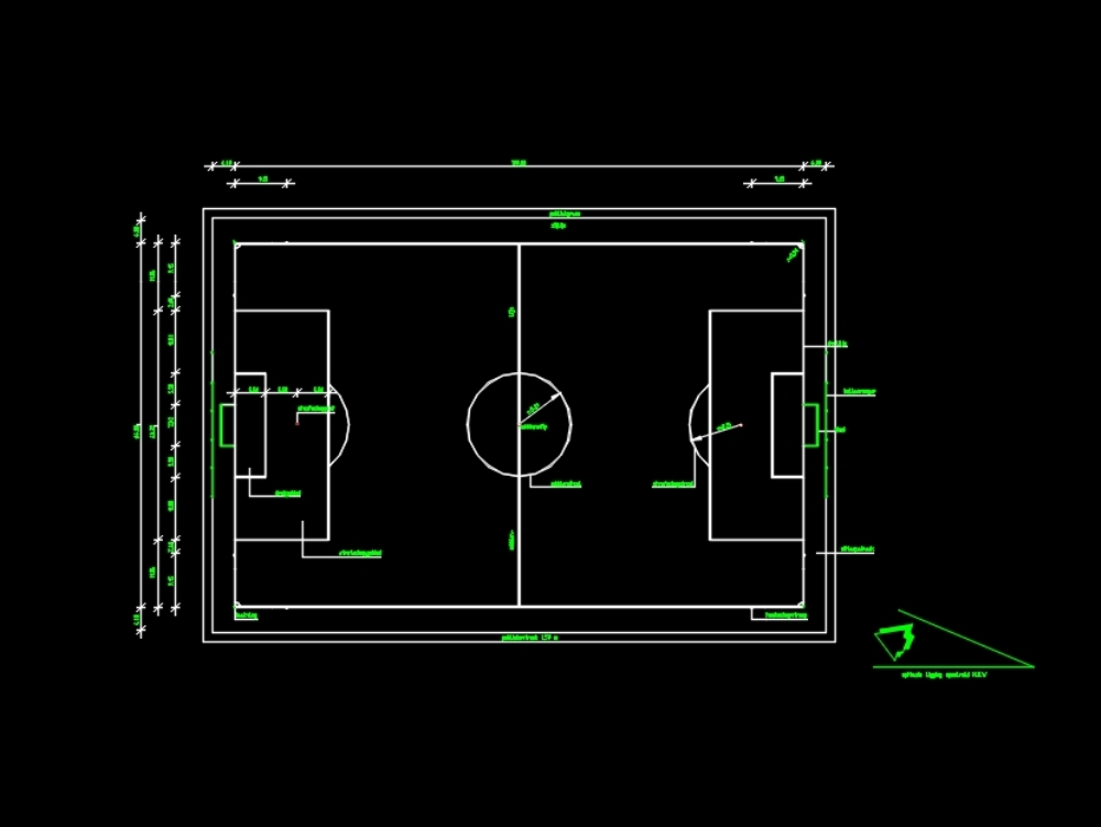 Professioneller Fußballplatz; FIFA-Messungen