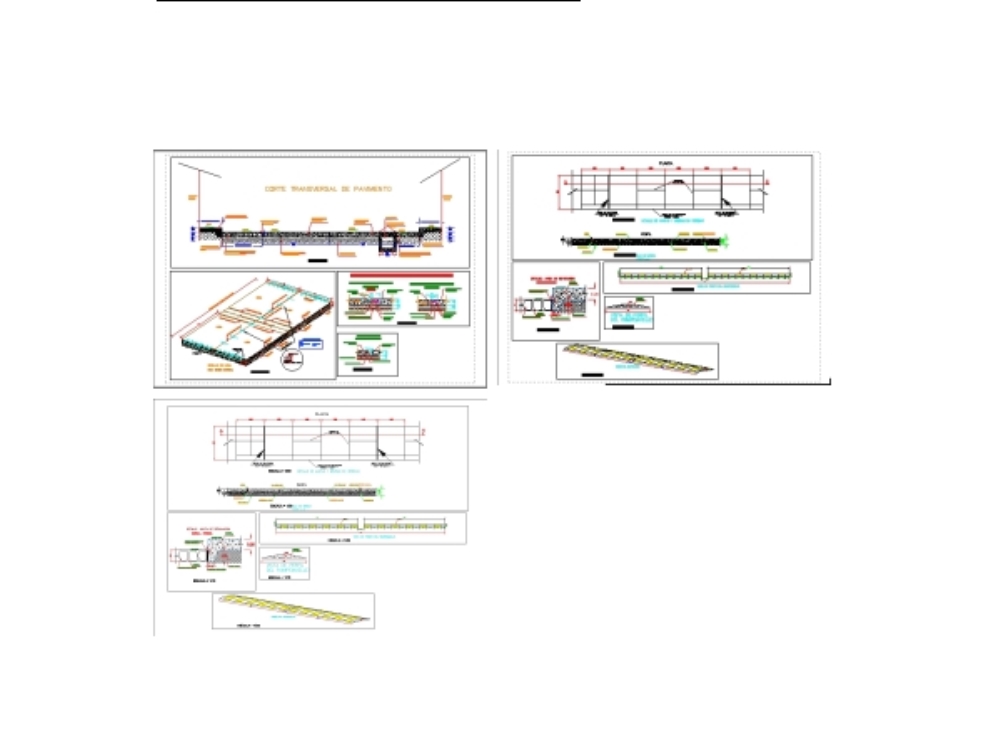 Plan pavement details; sidewalk and breakwaters on a road