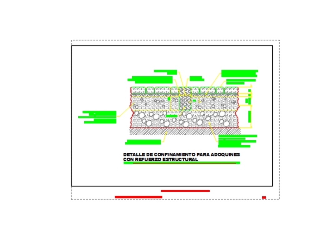 Detail for roads with articulated paving