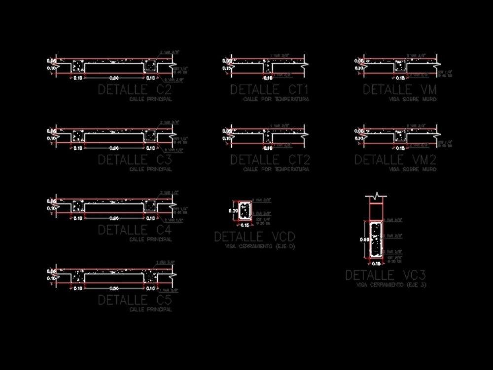 Construction details of streets and beams