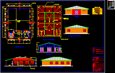 Plano de un salón multiple de 100m2