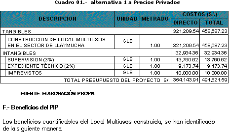 Vorinvestitionsprofil Llaymucha Peru