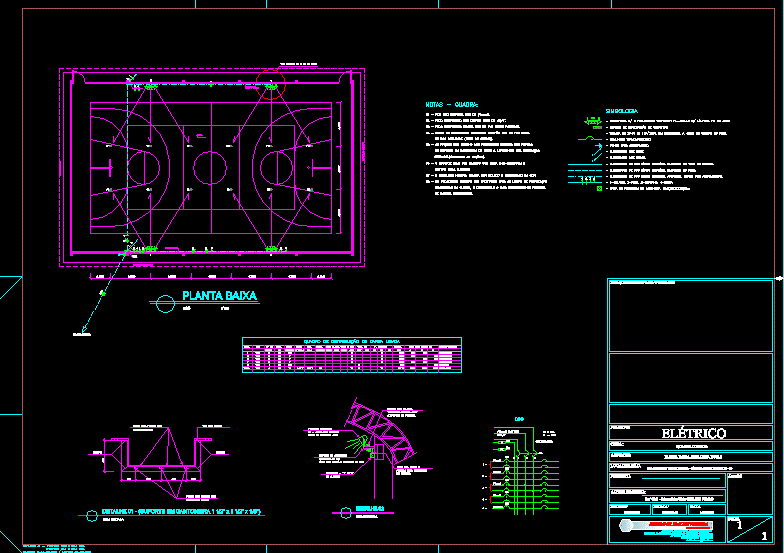 Projeto eletrico quadra poliesportiva