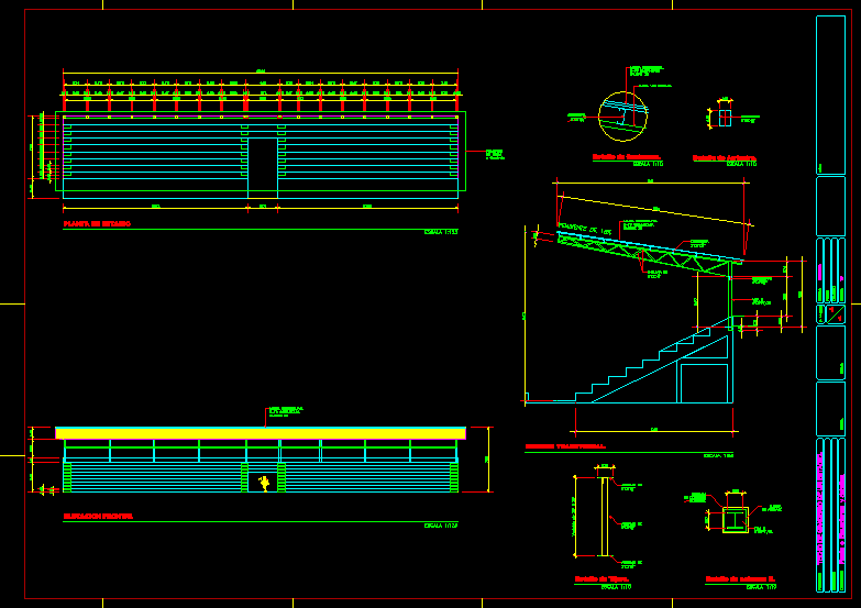 Techo de graderio de un estadio