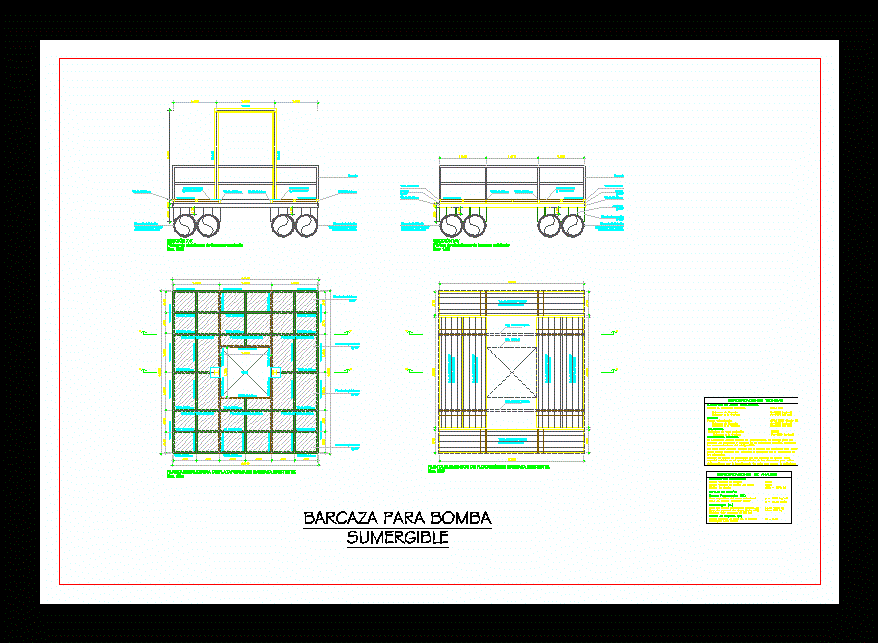 Barcaza bomba sumergible - autocad