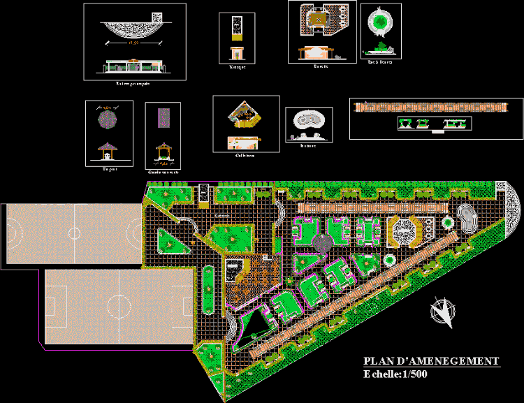 Parque con canchas deportivas