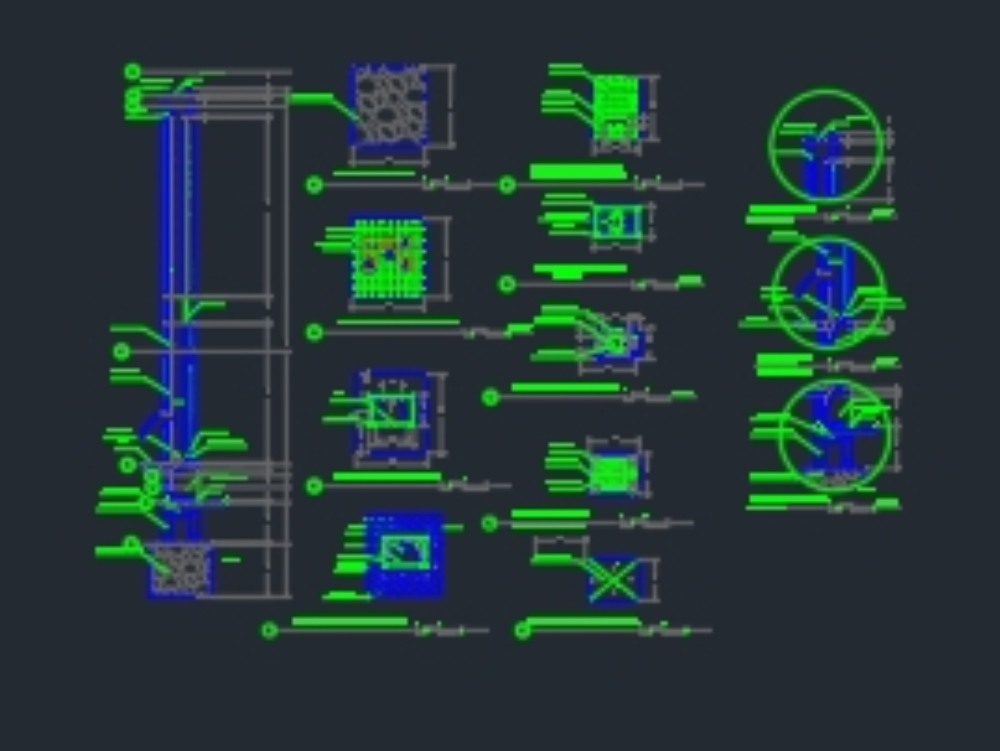 Plano completo de chimenea y detalles constructivos