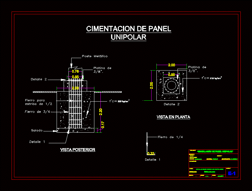 Cimentacion de panel unipolar