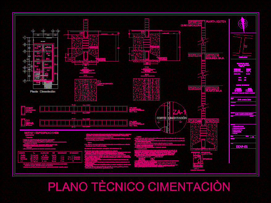 Plano estructuralzapatas; proyecto casa habitacion