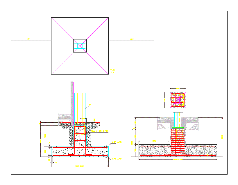 Detalle constructivo de cimiento