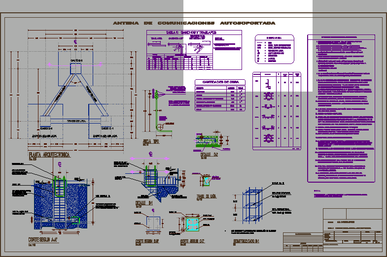 Detalles de cimentacion para antena de comunicacion