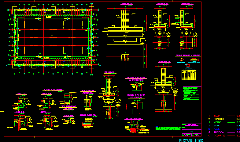 Plano de fundaciones de un gimnasio