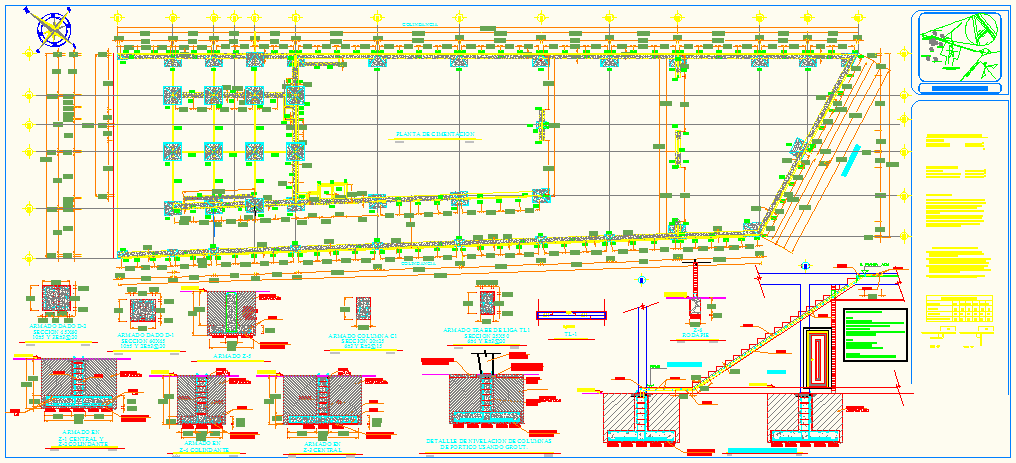 Planta de cimentacion y detalles de zapatas