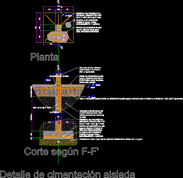 Detalle de cimentacion aislada