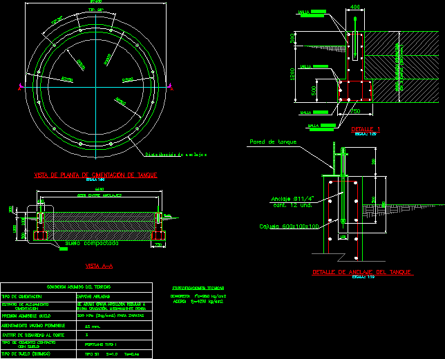 Detalle de cimentacion tanque