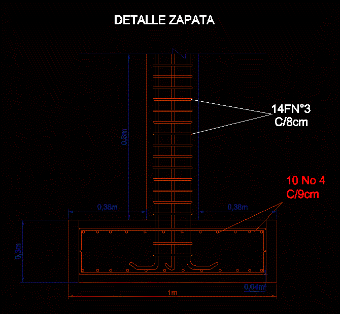 Detalle constructivo zapata