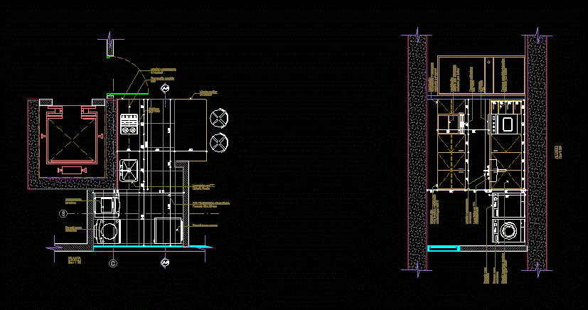 Kitchen and clothes - top view and elevation