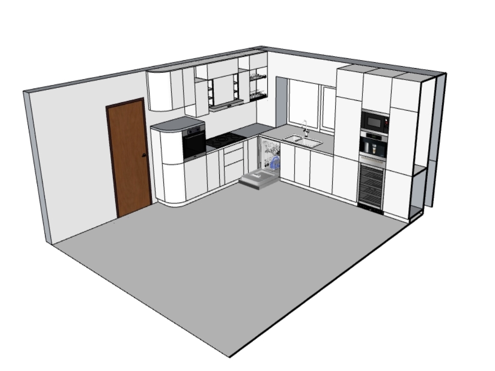 White kitchen modeled in sketchup