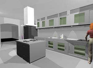 3D-Küche mit maximalen Materialien