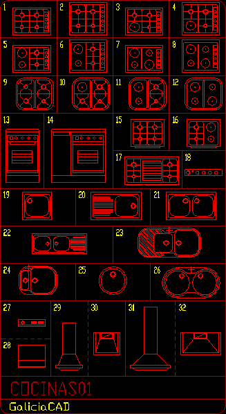 Bloques de muebles de cocina