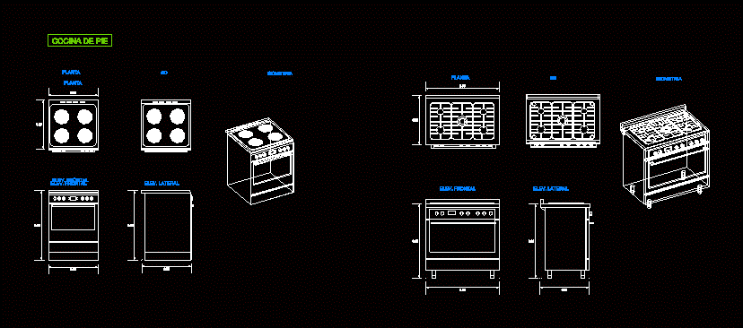 Bloques de cocinas 2d y 3d