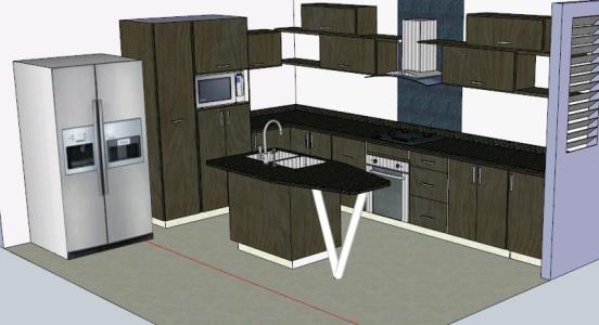 kitchen with island 3d