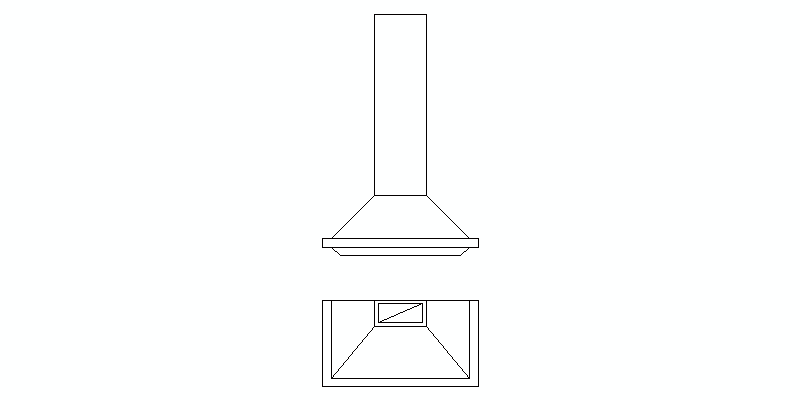 Wall Extractor Hood In Elevation And Plan