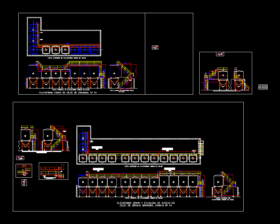 Plate-forme et escalier d'accès pour silos