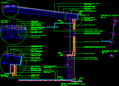 Teto de piso de seção construtiva - estrutura reticulada