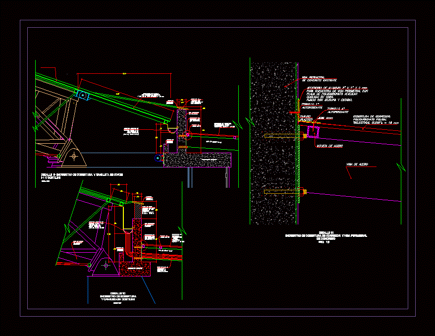 Detalle de encuentro entre cobertura y canaleta pluvial