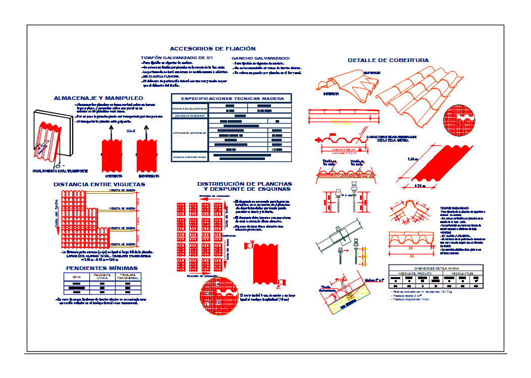 Plano cobertura con teja andina