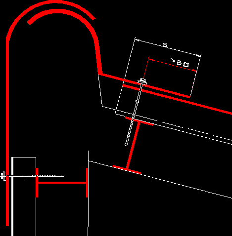 Detalle de cumbrera con caballete