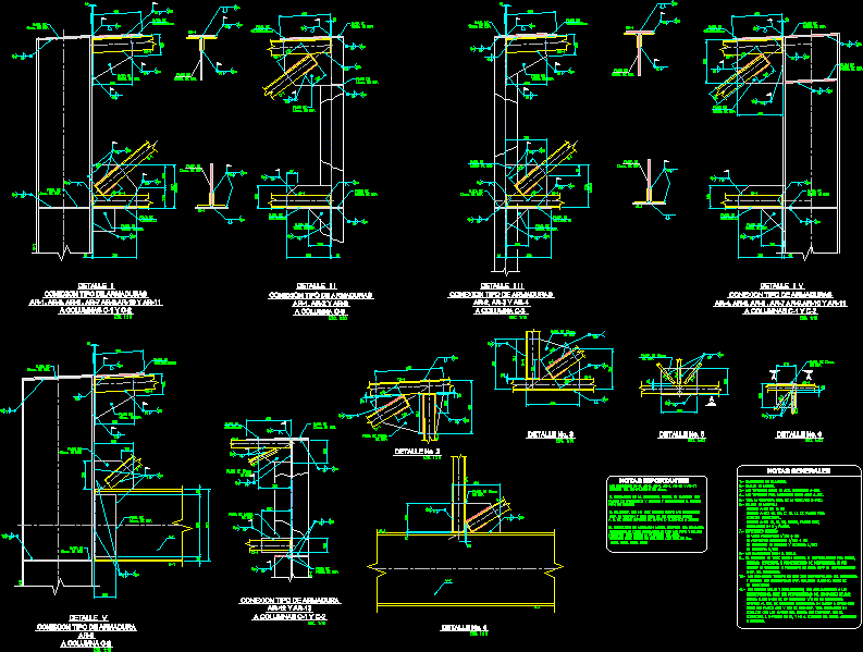 Detalles de conexiones en armaduras