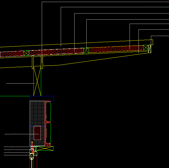 Detalle de encuentro de muro con cubierta de chapa