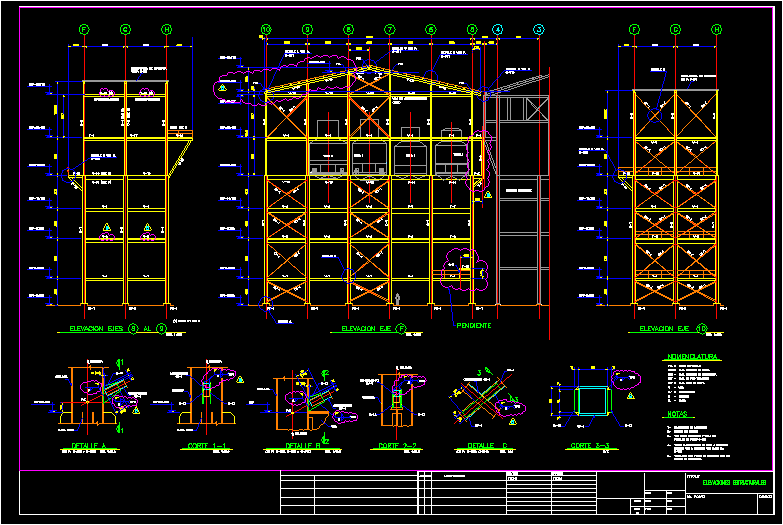 Detalles estructurales de edificio de tipo industrial