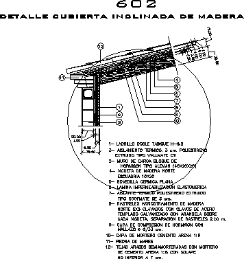 Cubierta de madera y tejas sobre muro blocks - aislante - tabique ceramico interior