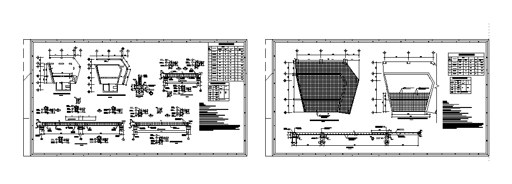 Planos estructurales de cubierta y vigas para una farmacia.