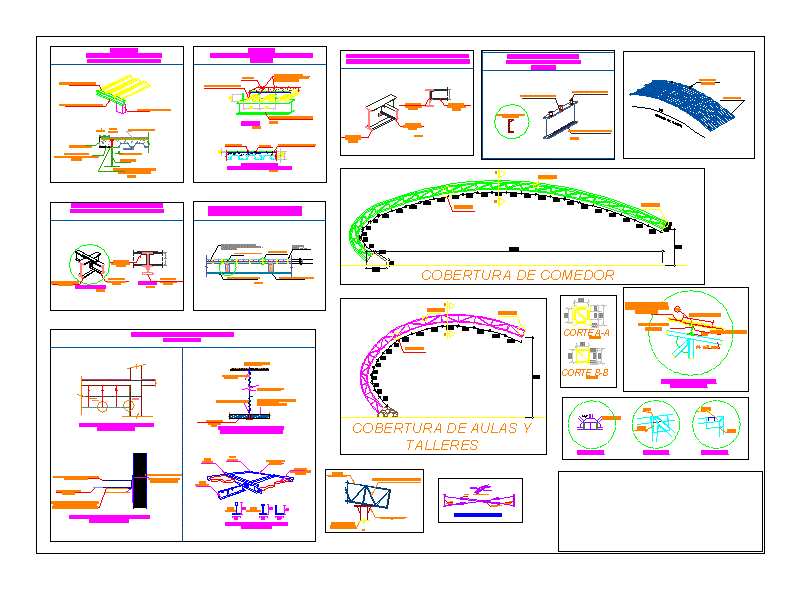 Desarrollo cubierta curva metalica