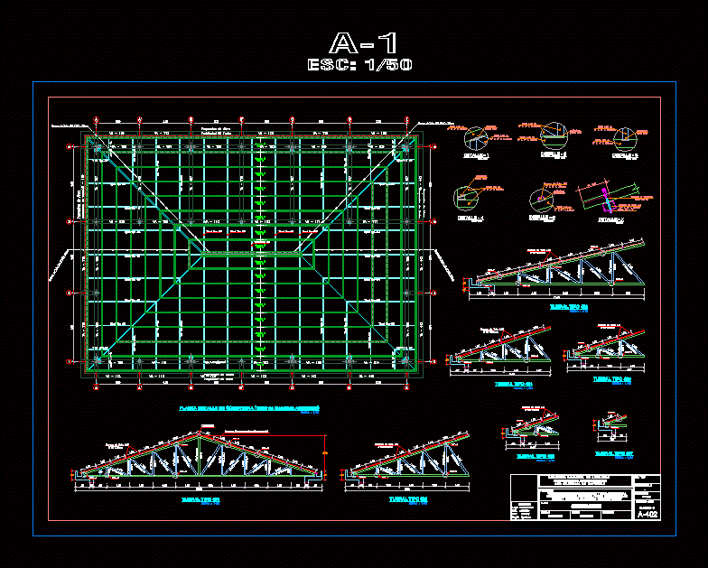 Detalles estructurales en techo metalico