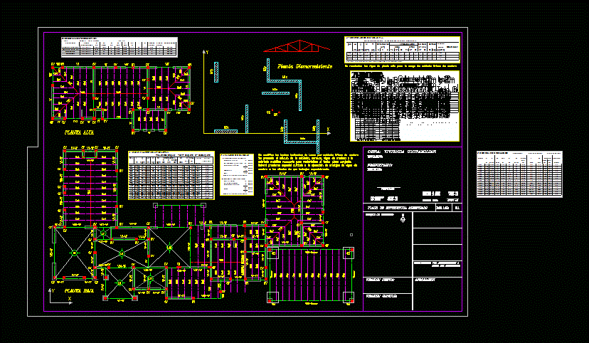 Plano de estructuras techo de madera unifamilair