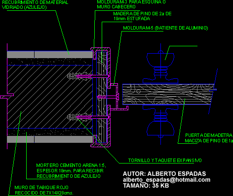 Detail der Holztür und des Aluminiumrahmens