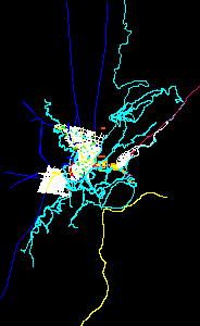 Mappa della città di Santa Fe; santo prendere e angolo