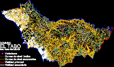 Map of the commune of Tabo, fifth region, Chile