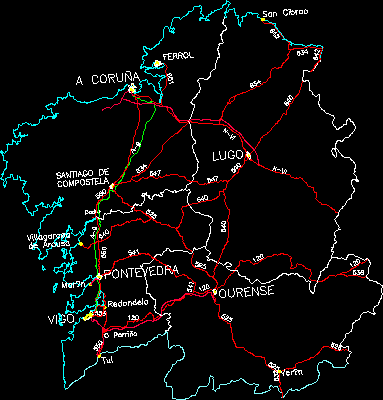 Mapa da comunidade da Galiza; Espanha