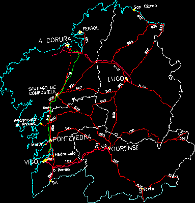 Carte de la communauté de Galice; Espagne