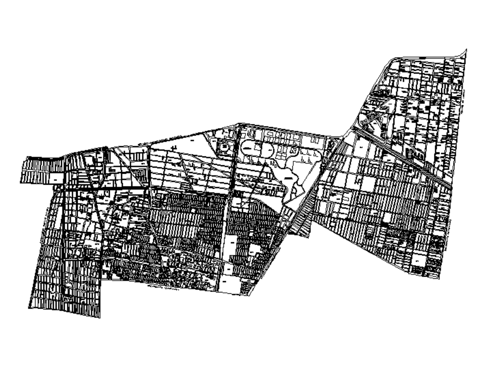 Mapa Urbano Detallado en Blanco y Negro