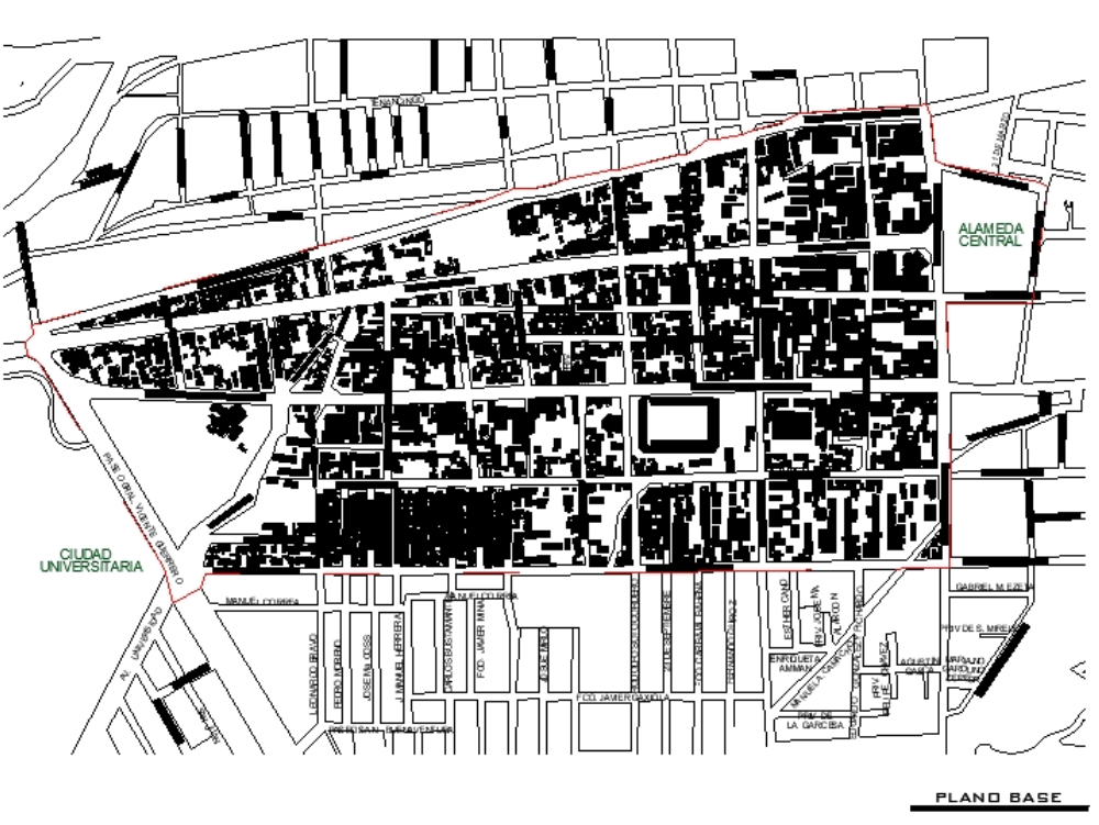 Diseno Urbano: Ciudad Universitaria en Plano Base